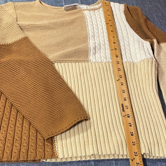 Liz Claiborne Women’s Patchwork Sweater Petite L Colorblock Knit Cotton Pullover - Picture 7 of 7